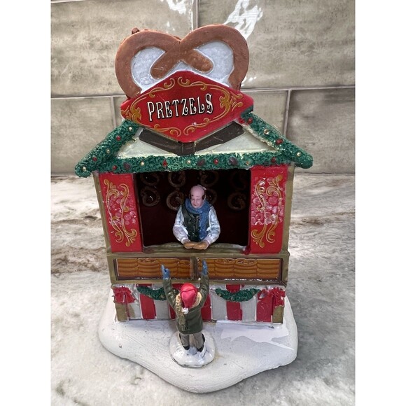 Lemax Pretzel Stand Christmas Village RARE xmas snow food stand decor Pretzels - Picture 3 of 15